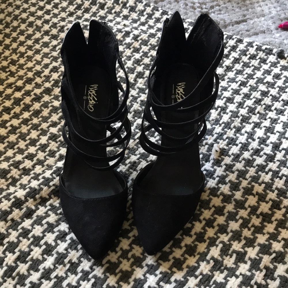 Black zip up heels